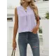 Pleated Solid Color Loose Sleeveless V-Neck Vest Top Pleated Solid Color Loose Sleeveless V-Neck Vest Top