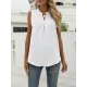 Pleated Solid Color Loose Sleeveless V-Neck Vest Top Pleated Solid Color Loose Sleeveless V-Neck Vest Top
