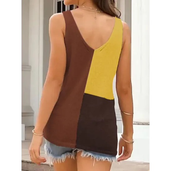 Multi-Colored Sleeveless V-neck Vest Top Multi-Colored Sleeveless V-neck Vest Top
