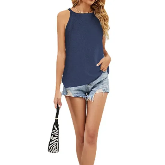 Solid Color Loose Halter-Neck Vest Top Solid Color Loose Halter-Neck Vest Top