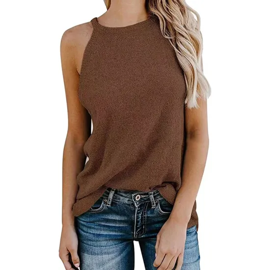 Solid Color Loose Halter-Neck Vest Top Solid Color Loose Halter-Neck Vest Top