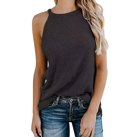 Solid Color Loose Halter-Neck Vest Top Solid Color Loose Halter-Neck Vest Top