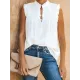 Pleated Solid Color Loose Sleeveless Stand Collar Vest Top Pleated Solid Color Loose Sleeveless Stand Collar Vest Top