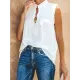 Pleated Solid Color Loose Sleeveless Stand Collar Vest Top Pleated Solid Color Loose Sleeveless Stand Collar Vest Top