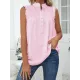 Pleated Solid Color Loose Sleeveless Stand Collar Vest Top Pleated Solid Color Loose Sleeveless Stand Collar Vest Top