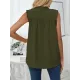 Pleated Solid Color Loose Sleeveless Stand Collar Vest Top Pleated Solid Color Loose Sleeveless Stand Collar Vest Top
