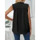 Pleated Solid Color Loose Sleeveless Stand Collar Vest Top Pleated Solid Color Loose Sleeveless Stand Collar Vest Top