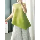 Pleated Solid Color Irregular Clipping Loose Round-Neck Vest Top Pleated Solid Color Irregular Clipping Loose Round-Neck Vest Top