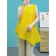 Pleated Solid Color Irregular Clipping Loose Round-Neck Vest Top Pleated Solid Color Irregular Clipping Loose Round-Neck Vest Top
