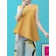 Pleated Solid Color Irregular Clipping Loose Round-Neck Vest Top Pleated Solid Color Irregular Clipping Loose Round-Neck Vest Top