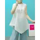 Pleated Solid Color Irregular Clipping Loose Round-Neck Vest Top Pleated Solid Color Irregular Clipping Loose Round-Neck Vest Top