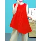 Pleated Solid Color Irregular Clipping Loose Round-Neck Vest Top Pleated Solid Color Irregular Clipping Loose Round-Neck Vest Top