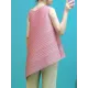 Pleated Solid Color Irregular Clipping Loose Round-Neck Vest Top Pleated Solid Color Irregular Clipping Loose Round-Neck Vest Top
