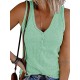 Pleated Solid Color Skinny Sleeveless V-Neck Vest Top Pleated Solid Color Skinny Sleeveless V-Neck Vest Top