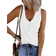 Pleated Solid Color Skinny Sleeveless V-Neck Vest Top Pleated Solid Color Skinny Sleeveless V-Neck Vest Top