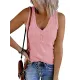 Pleated Solid Color Skinny Sleeveless V-Neck Vest Top Pleated Solid Color Skinny Sleeveless V-Neck Vest Top