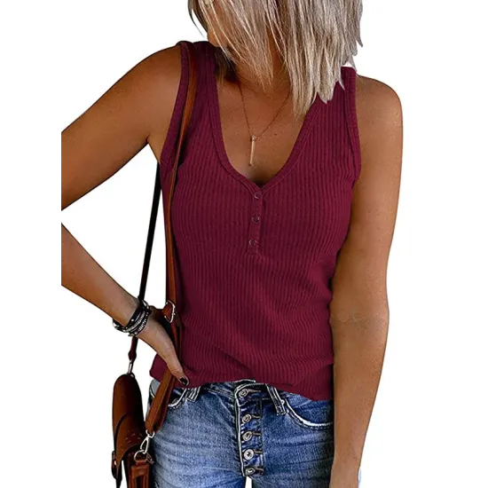 Pleated Solid Color Skinny Sleeveless V-Neck Vest Top Pleated Solid Color Skinny Sleeveless V-Neck Vest Top