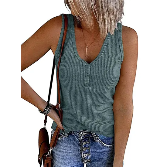 Pleated Solid Color Skinny Sleeveless V-Neck Vest Top Pleated Solid Color Skinny Sleeveless V-Neck Vest Top