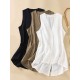 Buttoned Solid Color Loose Sleeveless V-neck Vest Top Buttoned Solid Color Loose Sleeveless V-neck Vest Top