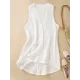 Buttoned Solid Color Loose Sleeveless V-neck Vest Top Buttoned Solid Color Loose Sleeveless V-neck Vest Top