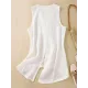 Buttoned Solid Color Loose Sleeveless V-neck Vest Top Buttoned Solid Color Loose Sleeveless V-neck Vest Top