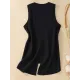 Buttoned Solid Color Loose Sleeveless V-neck Vest Top Buttoned Solid Color Loose Sleeveless V-neck Vest Top