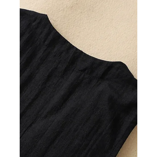 Buttoned Solid Color Loose Sleeveless V-neck Vest Top Buttoned Solid Color Loose Sleeveless V-neck Vest Top