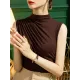 Pleated Solid Color Skinny Sleeveless Half Turtleneck Vest Top Pleated Solid Color Skinny Sleeveless Half Turtleneck Vest Top