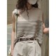 Striped Loose Sleeveless Round-neck Vest Top Striped Loose Sleeveless Round-neck Vest Top