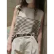 Striped Loose Sleeveless Round-neck Vest Top Striped Loose Sleeveless Round-neck Vest Top