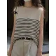 Striped Loose Sleeveless Round-neck Vest Top Striped Loose Sleeveless Round-neck Vest Top