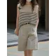 Striped Loose Sleeveless Round-neck Vest Top Striped Loose Sleeveless Round-neck Vest Top