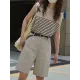 Striped Loose Sleeveless Round-neck Vest Top Striped Loose Sleeveless Round-neck Vest Top