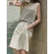 Striped Loose Sleeveless Round-neck Vest Top Striped Loose Sleeveless Round-neck Vest Top