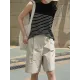 Striped Loose Sleeveless Round-neck Vest Top Striped Loose Sleeveless Round-neck Vest Top