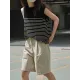 Striped Loose Sleeveless Round-neck Vest Top Striped Loose Sleeveless Round-neck Vest Top