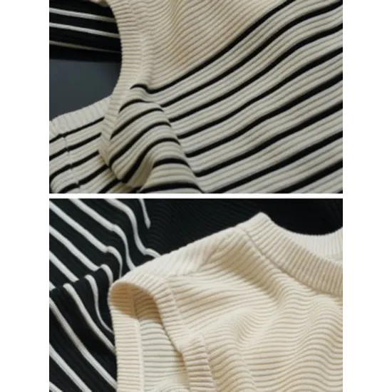 Striped Loose Sleeveless Round-neck Vest Top Striped Loose Sleeveless Round-neck Vest Top