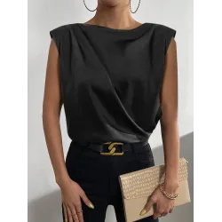 Cap Sleeve Solid Color Boat Neck Vest Top