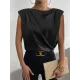Cap Sleeve Solid Color Boat Neck Vest Top Cap Sleeve Solid Color Boat Neck Vest Top