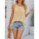 Hollow Solid Color Loose Sleeveless Round-Neck Vest Top Hollow Solid Color Loose Sleeveless Round-Neck Vest Top