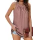 Hollow Solid Color Loose Sleeveless Round-Neck Vest Top Hollow Solid Color Loose Sleeveless Round-Neck Vest Top