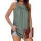 Hollow Solid Color Loose Sleeveless Round-Neck Vest Top Hollow Solid Color Loose Sleeveless Round-Neck Vest Top