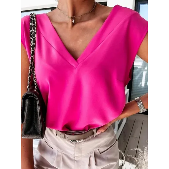 Solid Color V-back Loose Sleeveless V-neck Vest Top Solid Color V-back Loose Sleeveless V-neck Vest Top