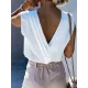 Solid Color V-back Loose Sleeveless V-neck Vest Top Solid Color V-back Loose Sleeveless V-neck Vest Top