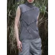 Asymmetric Color-Block Pleated Split-Joint Skinny Sleeveless High-Neck Vest Top Asymmetric Color-Block Pleated Split-Joint Skinny Sleeveless High-Neck Vest Top