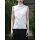 Asymmetric Color-Block Pleated Split-Joint Skinny Sleeveless High-Neck Vest Top Asymmetric Color-Block Pleated Split-Joint Skinny Sleeveless High-Neck Vest Top