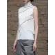 Asymmetric Color-Block Pleated Split-Joint Skinny Sleeveless High-Neck Vest Top Asymmetric Color-Block Pleated Split-Joint Skinny Sleeveless High-Neck Vest Top