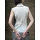 Asymmetric Color-Block Pleated Split-Joint Skinny Sleeveless High-Neck Vest Top Asymmetric Color-Block Pleated Split-Joint Skinny Sleeveless High-Neck Vest Top