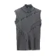Asymmetric Color-Block Pleated Split-Joint Skinny Sleeveless High-Neck Vest Top Asymmetric Color-Block Pleated Split-Joint Skinny Sleeveless High-Neck Vest Top