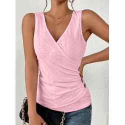 Solid Color Skinny Sleeveless Deep V-Neck Vest Top